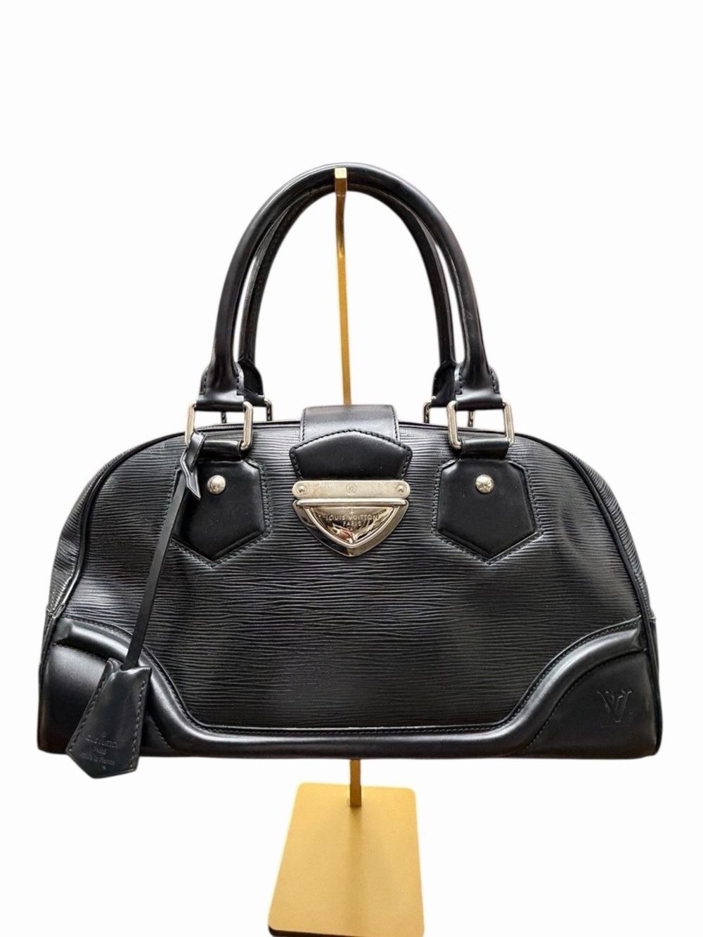 Louis Vuitton Black Epi Leather Dome Satchel with Gold Hardware